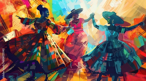 Mexican Flamenco Dancers Celebrating Cinco de Mayo