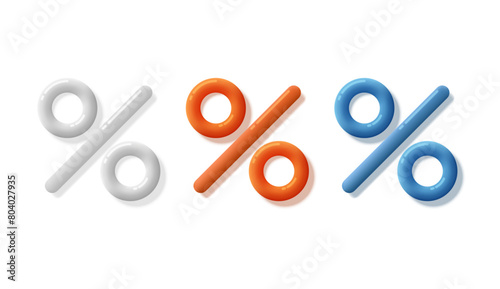 The image of the percentage signs in a three-dimensional 3D style. Vector illustration.