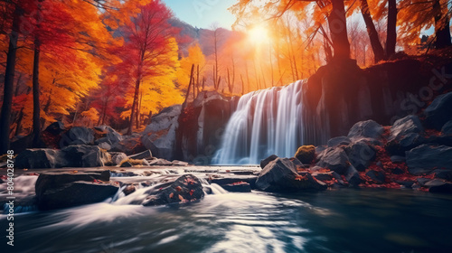 Nature beautiful waterfall
