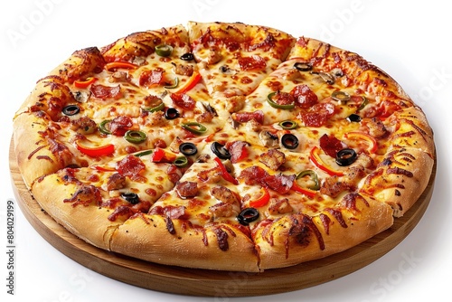 Images of pizza and fast food, isolated on a white backdrop. Generative Ai