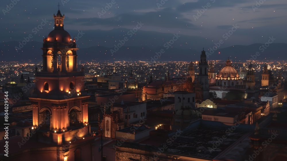 Fototapeta premium Puebla Mexico - Outlined Relief 8K Realistic