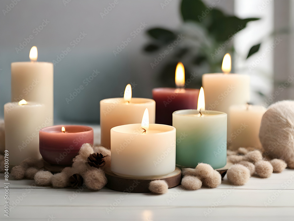 burning candles on a dark background Ai generative burning candles on a dark background Ai generative