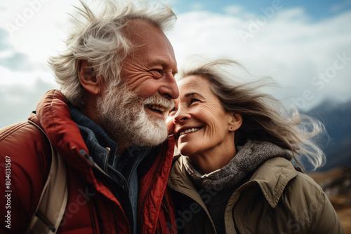 AI generated picture of nice retired couple spending time together homeymoon weekend