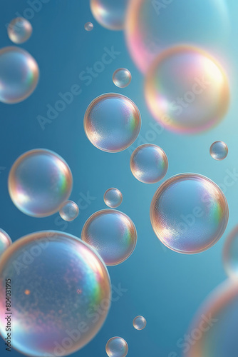 Wallpaper Mural Iridescent holographic floating liquid blobs, soap bubbles or metaballs. Torontodigital.ca