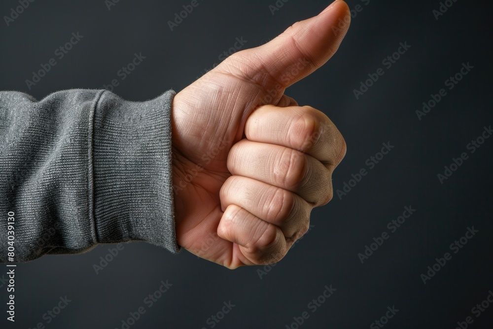 Person giving a thumbs up sign with both hands. Suitable for business and success concepts