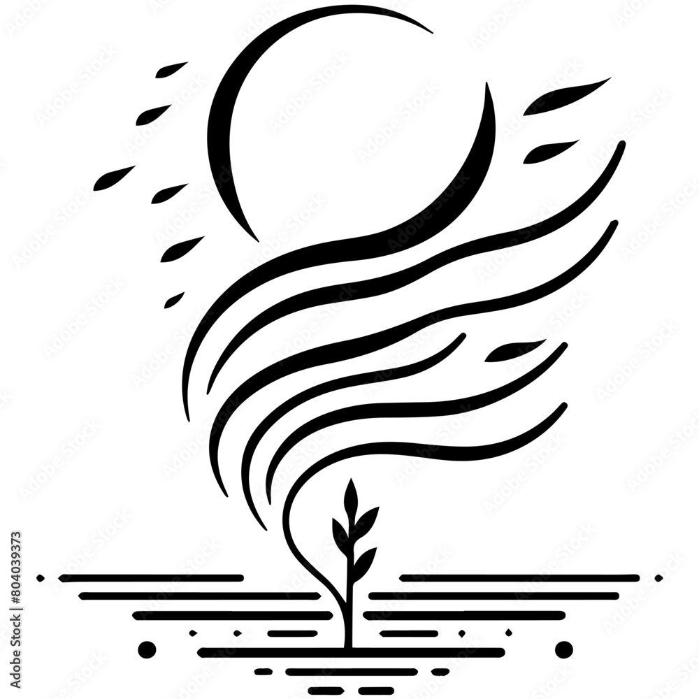 Fototapeta premium A gust of wind. Logo. Sun.