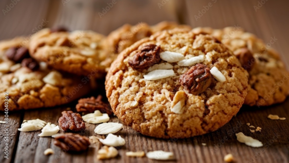 Deliciously baked nutstudded cookies ready to be savored Deliciously baked nutstudded cookies ready to be savored