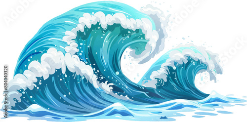 cartoon illustration of big wave isolated on white background