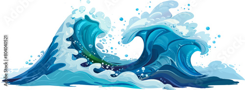 cartoon illustration of big wave isolated on white background