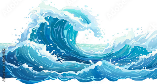 cartoon illustration of big wave isolated on white background