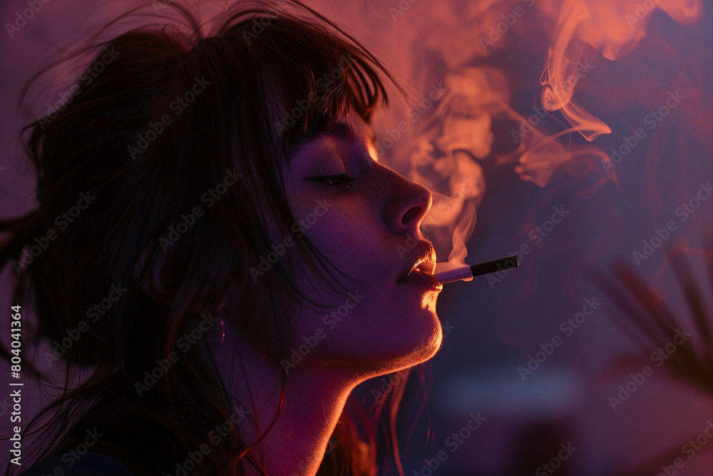 Fototapeta premium Vibrant vape artwork smoking e-cig concept unhealthy habit Generative AI illustration
