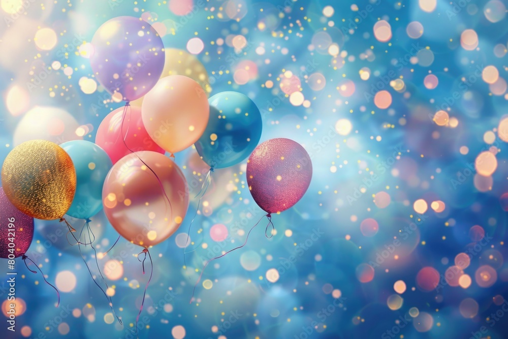 Fototapeta premium Colorful balloons floating in the air, perfect for celebrations and parties