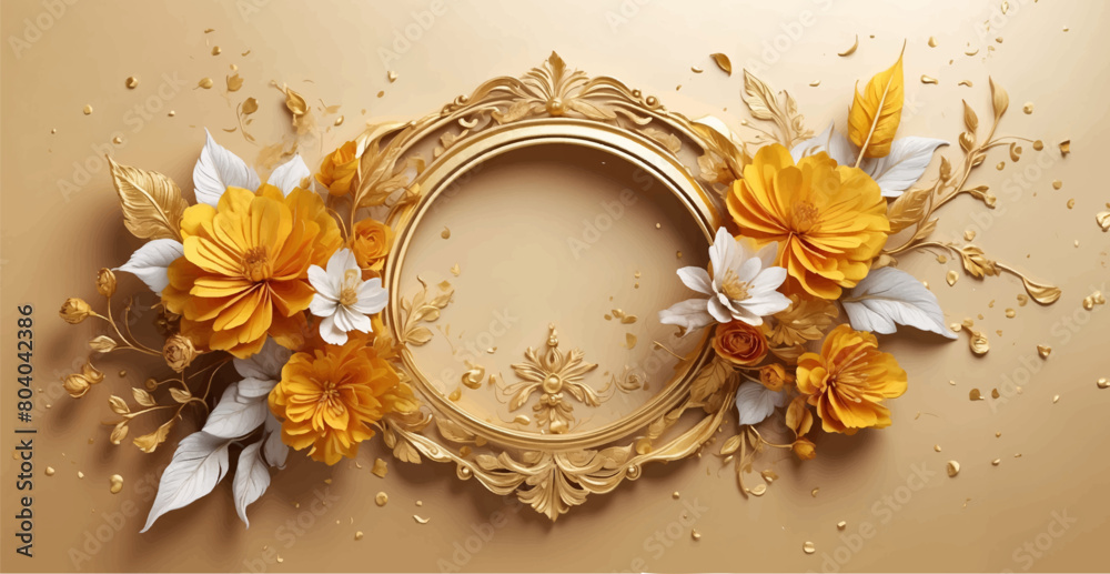 Luxury wedding invitation card background with golden line art flower ...