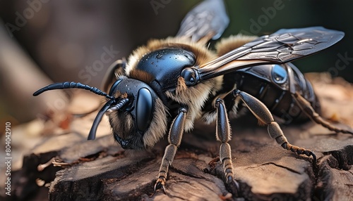 close-up of carpenter bee detailed , generated by AI