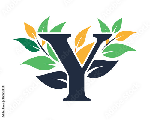 Leaf World Letter Y Logo vector illustration