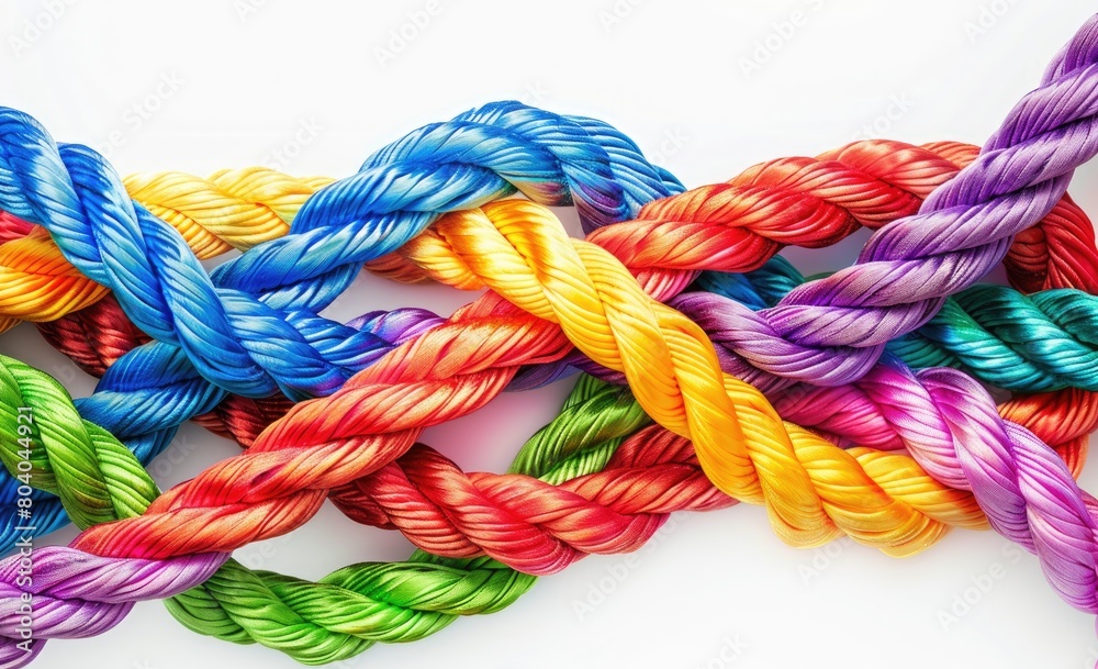 colorful ropes intertwined, diversity concept 
