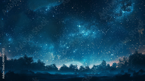 A serene and peaceful scene of a clear night sky, where the stars seem to shimmer and dance with life photo
