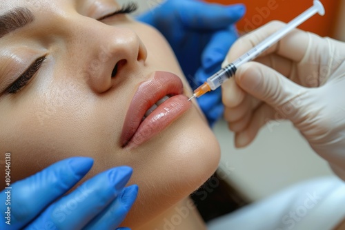 Close up of a person getting a injection. Suitable for medical and healthcare concepts