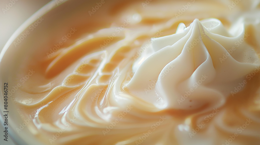 Macro shot of a caramel swirl topping on a dessert showing intricate details of the pattern Macro shot of a caramel swirl topping on a dessert showing intricate details of the pattern