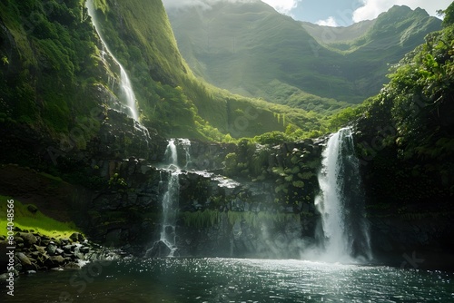 waterfall in the mountains