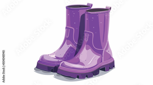 Pair of lilac rubber boots on white background Vector