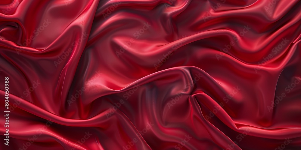 Obraz premium Red Textile with Wrinkles and Folds. Colorful Luxury Surface Background.