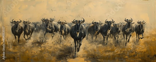 herd of wildebeest photo