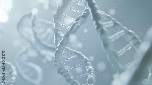 Bioscience illustration with DNA spiral, close-up biology background visualisation