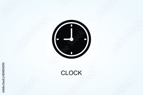 Clock  Vector, Icon Or Logo Sign Symbol Illustration 