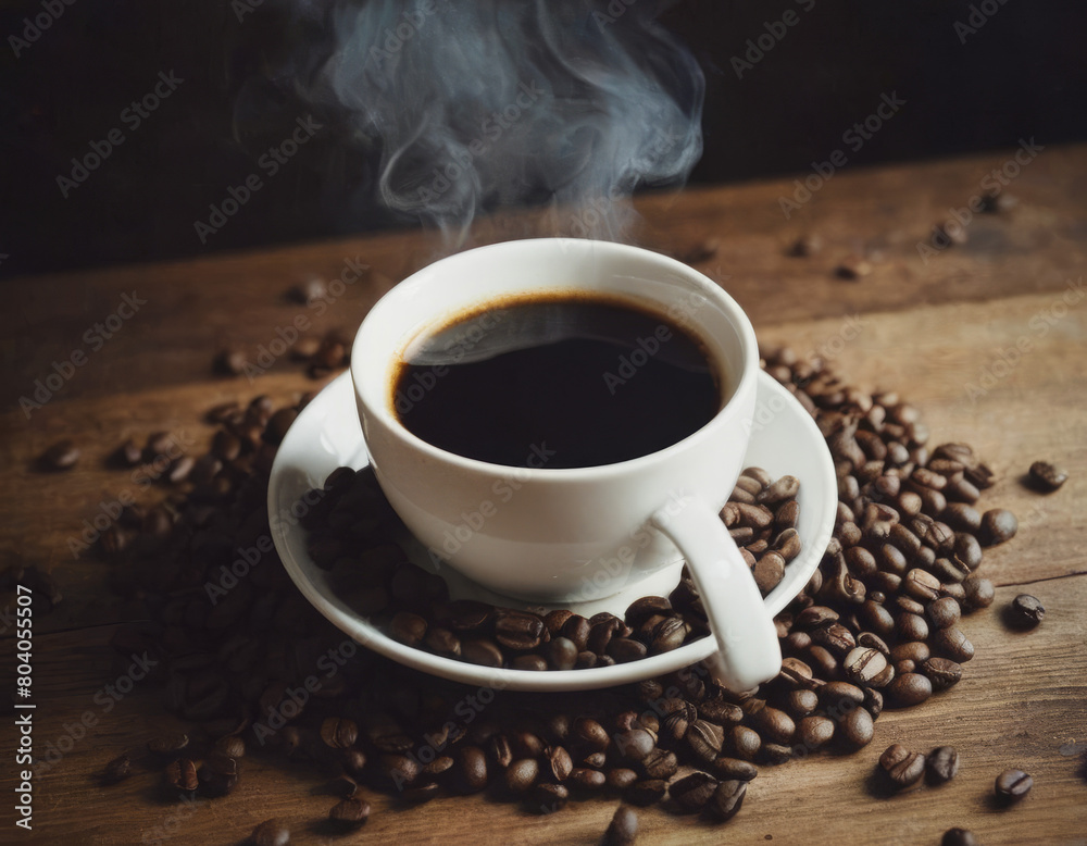 Una tazzina di caffè, il riflesso dell'alba nelle sue curve, accoglie i chicchi di caffè come custodi di un segreto. Una tazzina di caffè, il riflesso dell'alba nelle sue curve, accoglie i chicchi di caffè come custodi di un segreto.