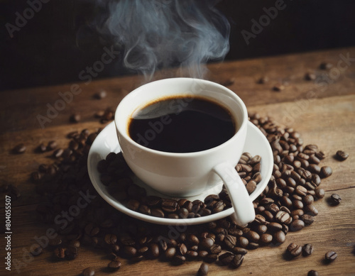 Una tazzina di caff    il riflesso dell alba nelle sue curve  accoglie i chicchi di caff   come custodi di un segreto.