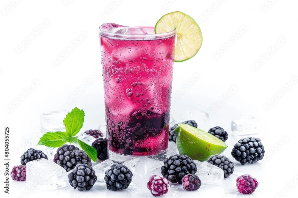 Blackberry Lime Porch drink isolated on white background Blackberry Lime Porch drink isolated on white background