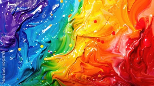   olorful liquid paint. Abstract background with multi-colored flowing acrylic paint