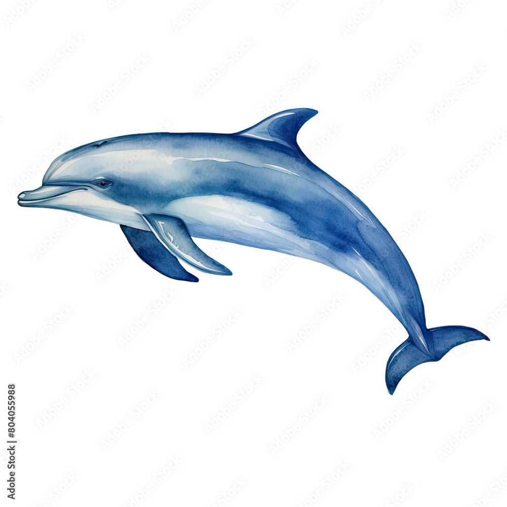 AI-Generated Watercolor Cute Dolphin jumping Clip Art Illustration. Isolated elements on a white background. AI-Generated Watercolor Cute Dolphin jumping Clip Art Illustration. Isolated elements on a white background.