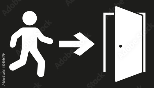 Exit icon .Exit symbol .Emergency exit sign. Evacuation symbol .
