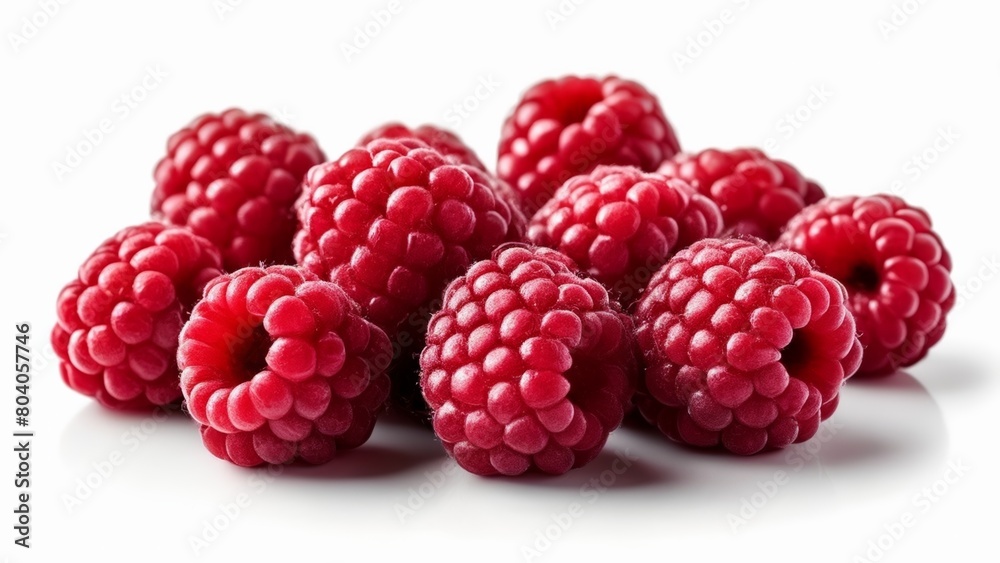  Fresh juicy red raspberries in a pile