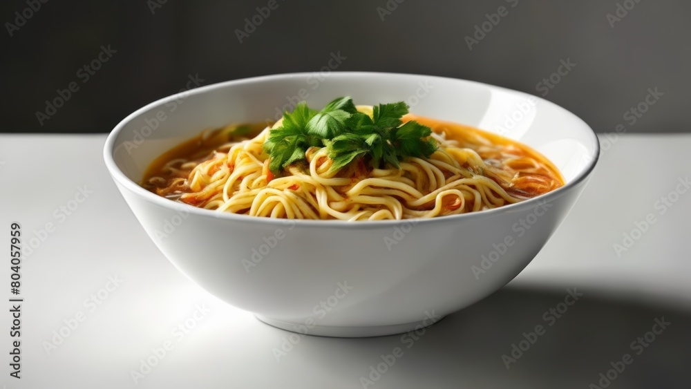 Delicious noodle soup ready to be savored Delicious noodle soup ready to be savored