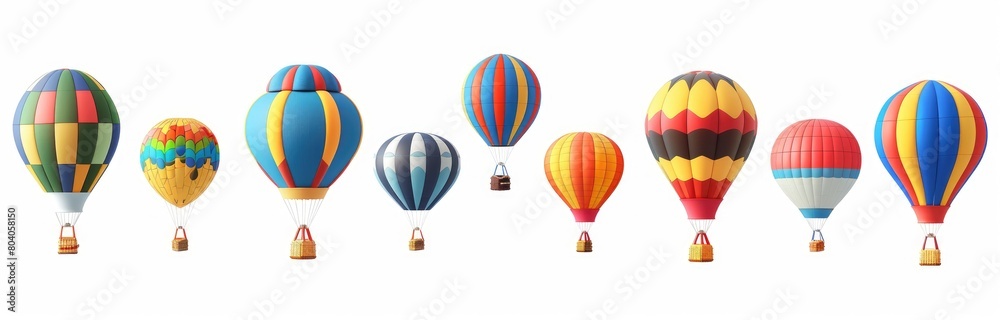 Fototapeta premium set colorful flying balloon isolated on white background