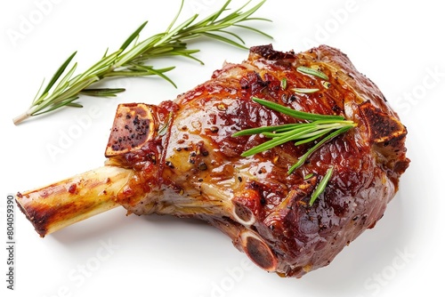 lamb shank grilled delicious isolated on white  background photo