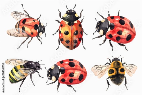 A group of ladybugs forming a stack. Perfect for nature and insect themes