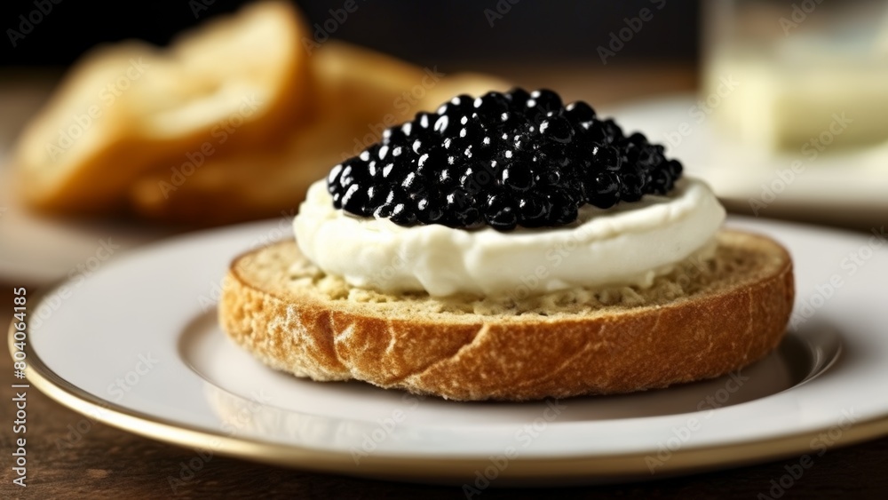 Delicious dessert with whipped cream and blackberries on a golden plate Delicious dessert with whipped cream and blackberries on a golden plate