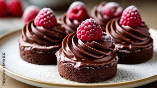  Delicious chocolate cupcakes with fresh raspberries on top