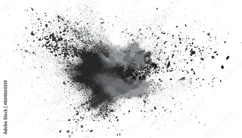 Chalk Pieces and Powder in Flight: Explosion Effect Isolated on White