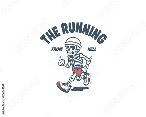 Skeleton running sport character mascot