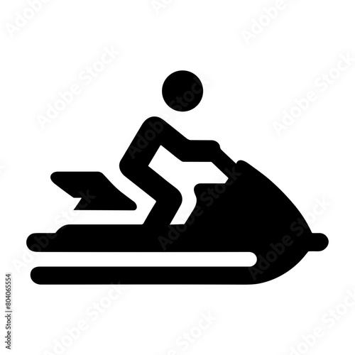 Jet Ski Icon in Monochrome Vector Style