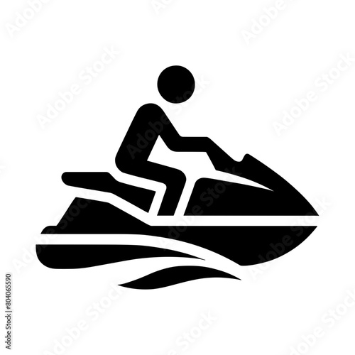 Jet Ski Icon in Monochrome Vector Style