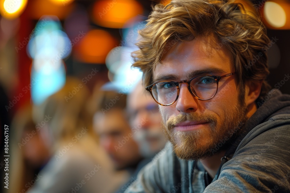Portrait of an attractive young adult male with contemplative eyes against a blurred background Portrait of an attractive young adult male with contemplative eyes against a blurred background