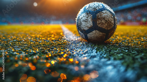 Net Triumph Textured Soccer Game Field with a Ball in Front of the Soccer Goal