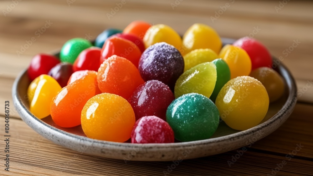  A vibrant array of candy in a bowl