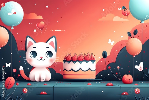 Fondo de pantalla de feliz cumpleaños con lindos gatos. 